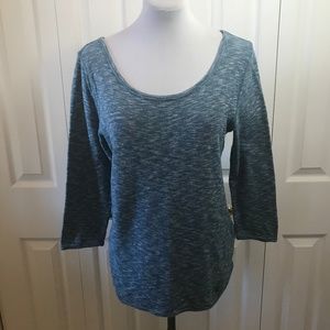 J. Crew Blue Jersey Knit Scoop Neck Top sz L